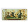 Vintage Cigar Label Art Club Friends Shooting Pool Full Color Rack Card