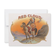 Vintage Cigar Label Art; Red Cloud Indian Horse Personalized Invite