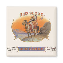 Vintage Cigar Label Art; Red Cloud Indian Horse Refrigerator Magnets