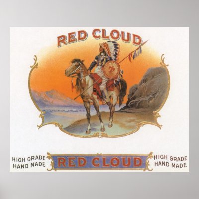Vintage Cigar Label Art; Red Cloud Indian Horse Posters