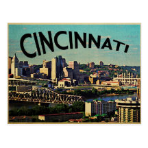 Vintage Cincinnati Skyline Postcard