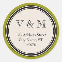 Vintage Circle Frame Return Address Seal Template Round Stickers