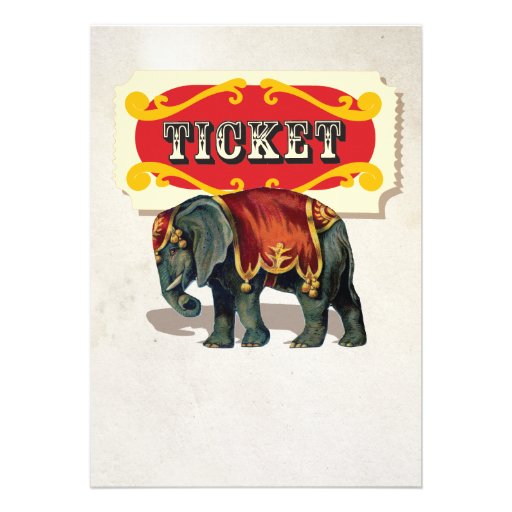 Vintage Circus Animals Birthday Party Invitations