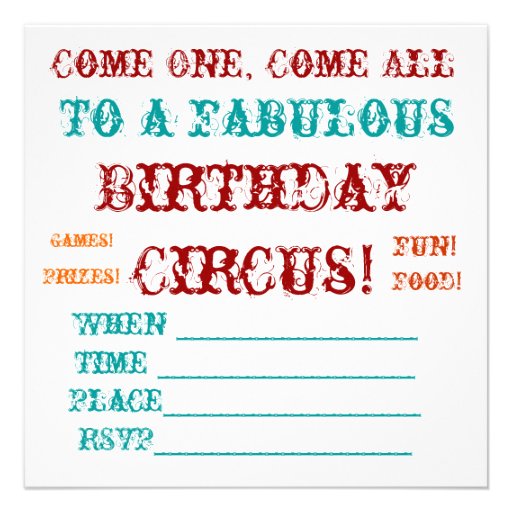 Vintage Circus birthday Invite