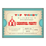 Vintage Circus Carnival Birthday Party Ticket Custom Invite