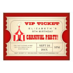 Vintage Circus Carnival Birthday Party Ticket Personalized Announcements