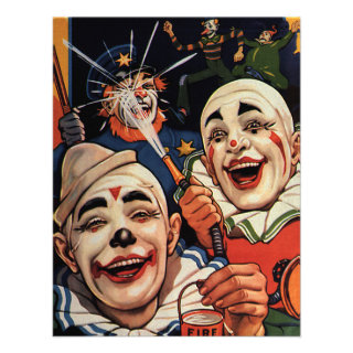Vintage Circus Clowns, Silly Funny Birthday Party Announcement