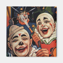 Vintage Circus Clowns, Silly Funny Humorous Fridge Magnet