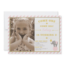 Vintage Circus Elephant - 1st Birthday Invitation