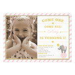 Vintage Circus Elephant - 1st Birthday Invitation