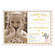 Vintage Circus Elephant - 1st Birthday Invitation