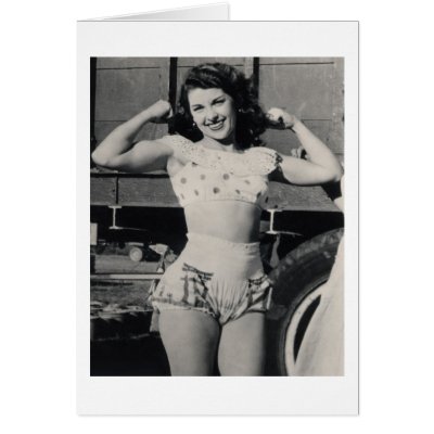 Vintage Circus Muscle Girl Photo Cards
