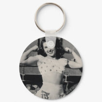 Vintage Circus Muscle Girl Photo keychains