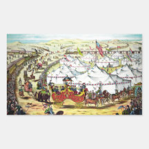 Vintage Circus Parade Rectangular Stickers