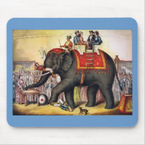 Vintage Circus Poster Art - Performing elephant Mouse Pads