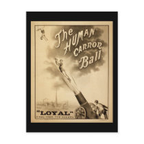 Vintage Circus Poster Human Canon Ball circa 1879 Post Card