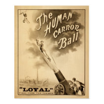 Vintage Circus Poster - The Human Cannon Ball posters