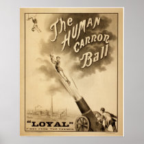 Vintage Circus Poster - The Human Cannon Ball