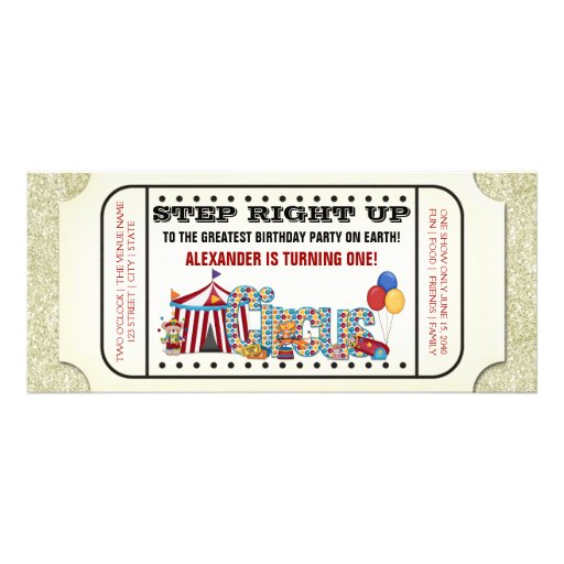 Vintage Circus Ticket Birthday Party Invitation