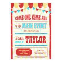 Vintage circus typography birthday party invite