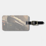 Vintage City, T1 Duplex Train on Railroad Tracks Luggage Tag