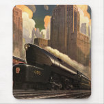 Vintage City, T1 Duplex Train on Railroad Tracks Mouse Pad