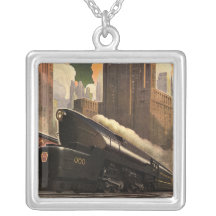 Vintage City, T1 Duplex Train on Railroad Tracks Pendants