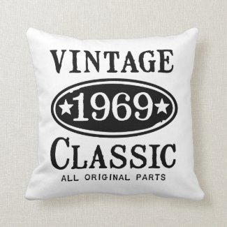 Vintage Classic 1969 gifts Throw Pillows