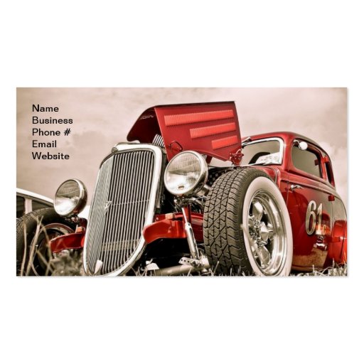Vintage Classic Collector's Red Car Business Business Card Template (back side)
