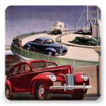 Vintage Classic Sedan Cars Driving on the Freeway Personalized Announcements