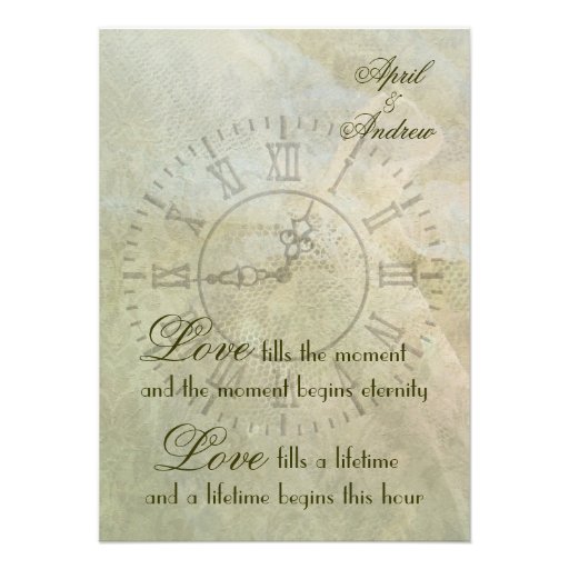 Vintage Clock Wedding Invitation