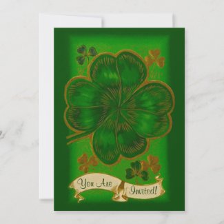Vintage Clover St. Patrick's Day Party Invitation invitation