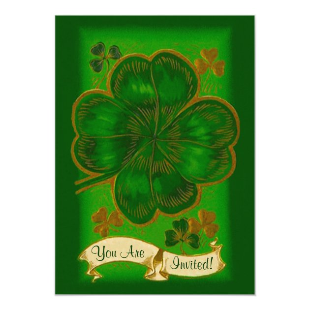 Vintage Clover St. Patrick's Day Party Invitation (front side)