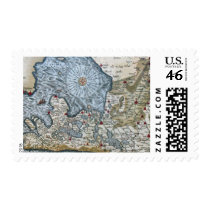 Vintage coastal map of Holland Stamp