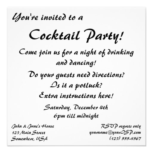Vintage Cocktail Party, Bachelor Drinking Drink Custom Invites