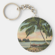 Vintage coconut palms key chains