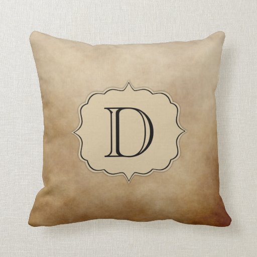 Vintage Coffee Brown Cream Ivory Ombre Monogram Throw Pillow Zazzle