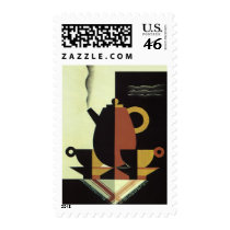 Vintage Coffee with Cups postage by YesterdayCafe Vintage Coffee with Cups postage