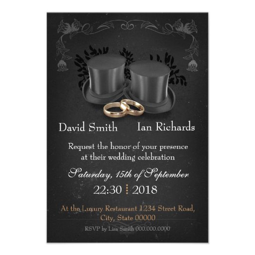 Vintage Collapsibles top Hats on chalkboard Custom Announcement