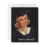 Vintage College Co-Ed Graduation Woman Custom Invites
