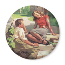 Vintage College Coeds in Love Refrigerator Magnets