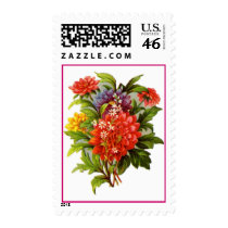 Vintage Colorful Bouquet Postage Stamps by vintagegiftmall Vintage Colorful Bouquet Postage Stamps
