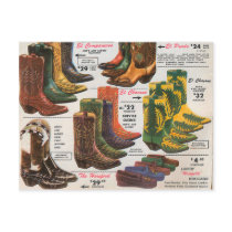 Vintage Colorful Cowboy Boots & Moccasins Postcards