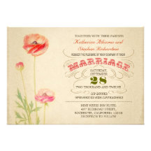 vintage colorful  typographic wedding invitation