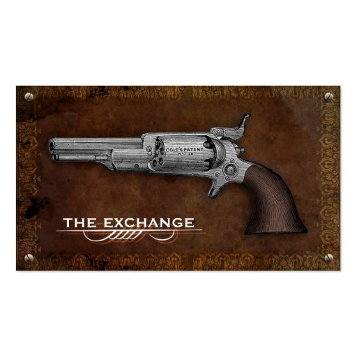 Vintage Colt Revolver Gun Shop Business Cards (front side)