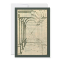 Vintage Columns Perspective by Henricus Hondius Custom Announcement