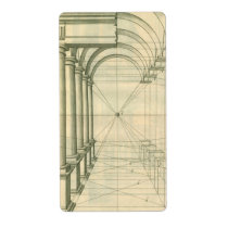 Vintage Columns Perspective by Henricus Hondius Custom Shipping Labels