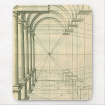 Vintage Columns Perspective by Henricus Hondius Mousepads