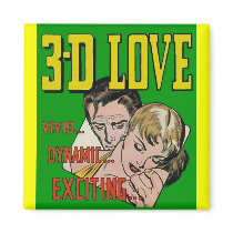 Vintage Comic Book Art - 3D LOVE Magnet