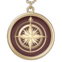 Vintage Compass Sterling Silver Necklace Brown zazzle_necklace